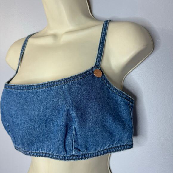 Wrangler + STAUD The Jean Cropped Denim Top Sexy Women's M New - Picture 7 of 15